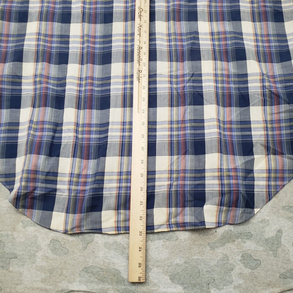 Ely Cattleman Western Shirt Mens 2XL Blue Plaid Pearl Snap Short Sleeve Rodeo - Picture 7 of 8